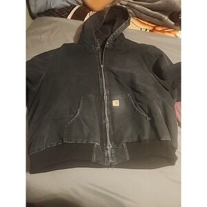 Carhartt Hooded Jacket J140 Mens 5XL Black Canvas‎ With Pockets